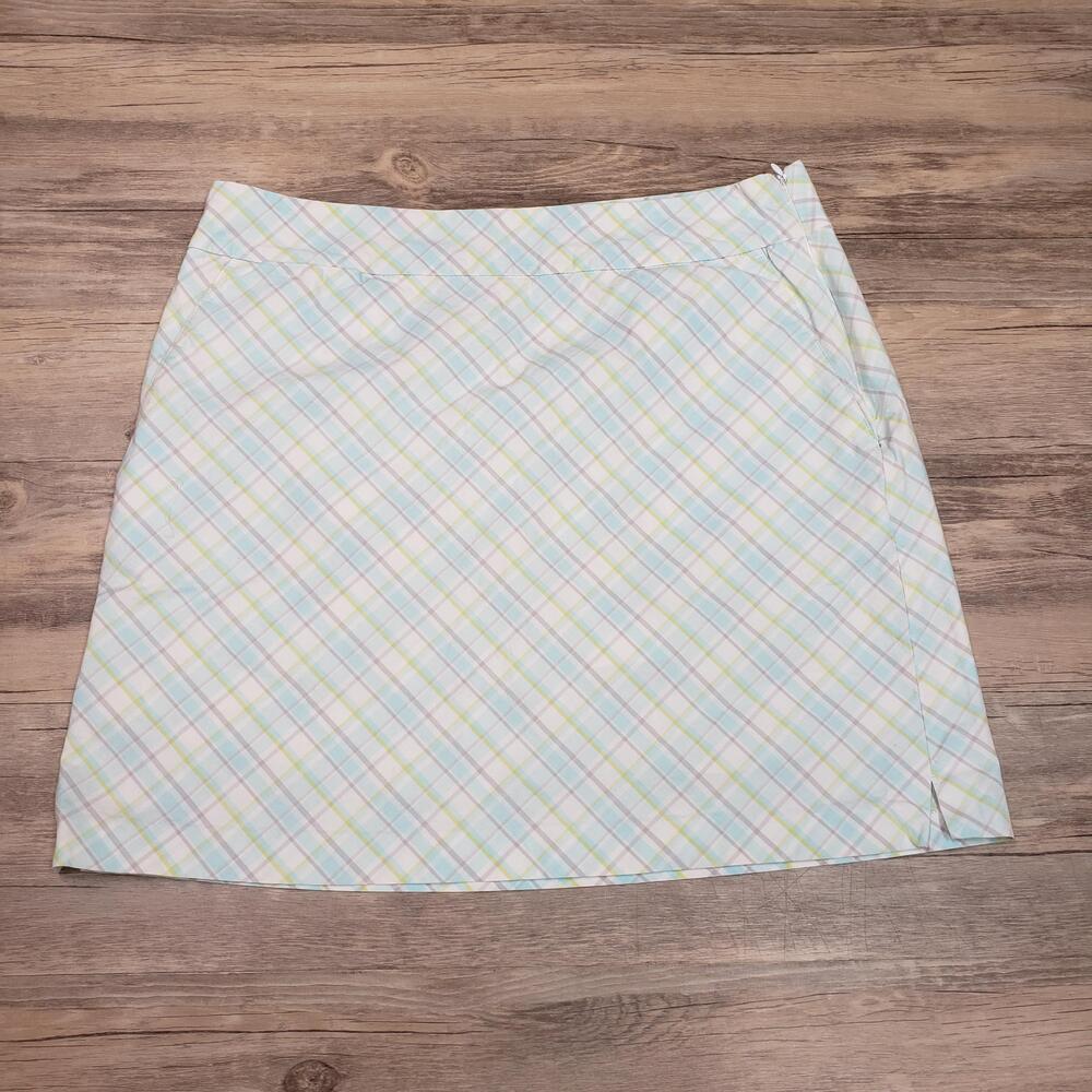 IZOD Skort Womens 8 Pastel Plaid XFG Golf Built In Shorts Stretch Side Pockets
